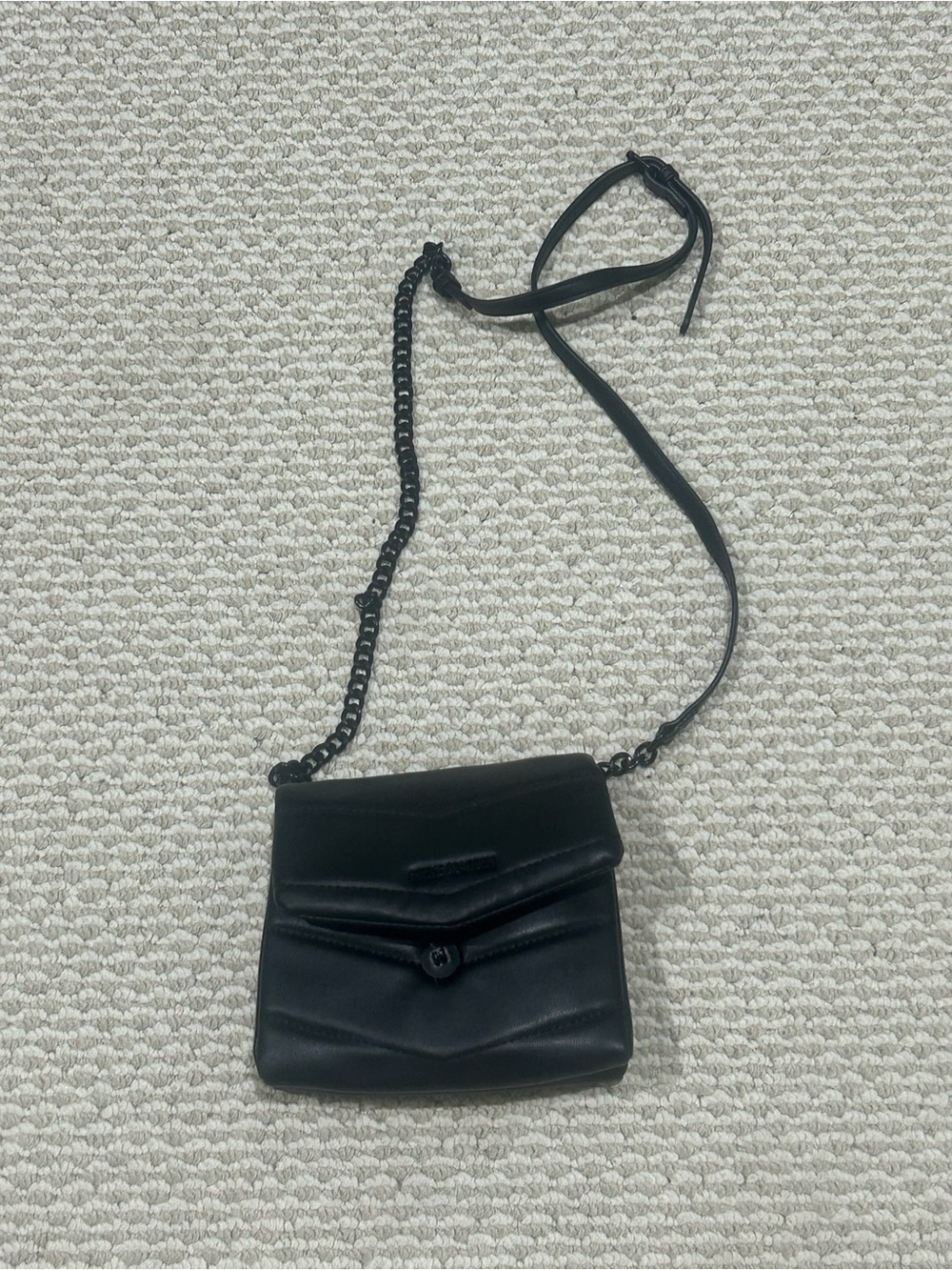 Steve Madden Black Leather Chain-Strap Crossbody Bag